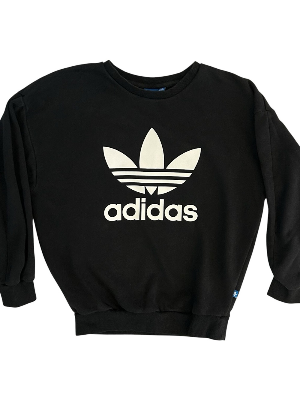adidas Black Crewneck Sweatshirt with White Trefoil Logo
